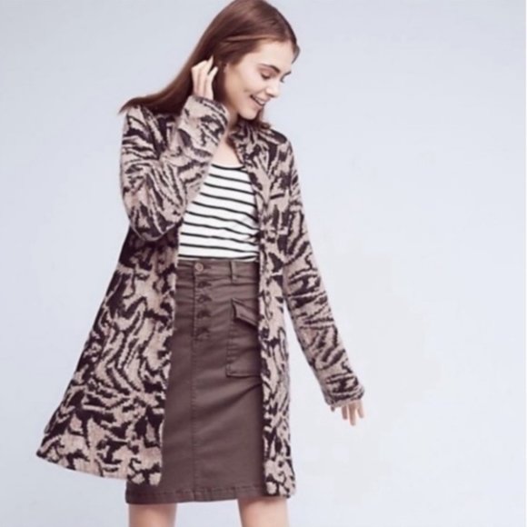 Anthropologie Field Flower Jacquard Sweater Coat - Picture 2 of 9